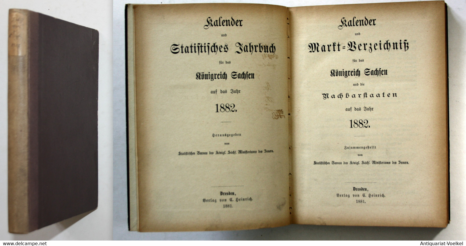 Kalender Und Statistisches Jahrbuch Für Das Königreich Sachsen Auf Das Jahr 1882. -- Enthält: Kalender Und Mar - Landkarten