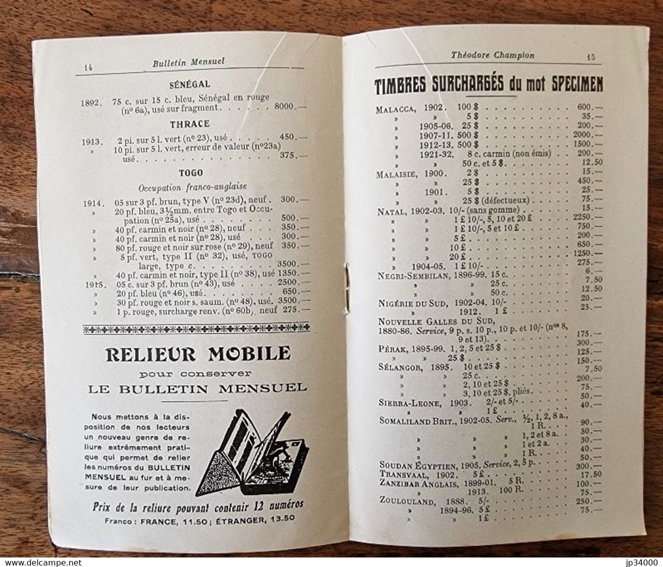 BULLETIN MENSUEL De La Maison Theodore Champion 13 Rue Drouot. 25 Aout 1938 (N°424) - Catalogues For Auction Houses