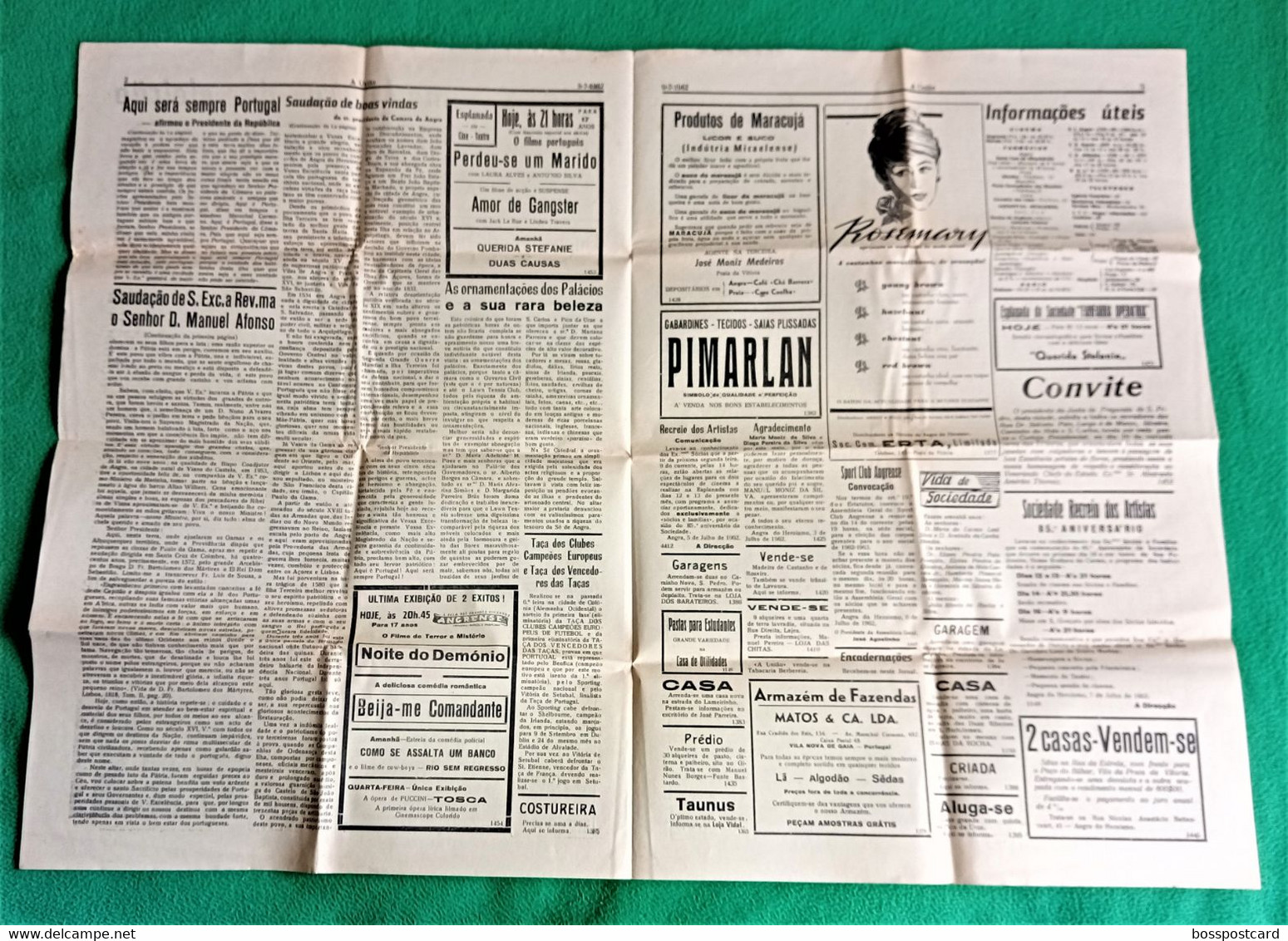 Angra Do Heroísmo - Jornal A União Nº 19973, 9 De Julho De 1962 - Imprensa - Ilha Terceira - Açores - Portugal - Algemene Informatie