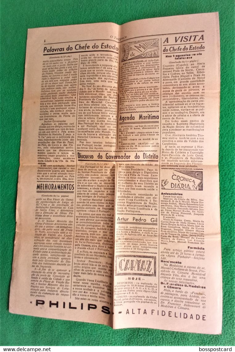 Horta - Jornal O Telégrafo Nº 18800, 15 De Julho De 1962 - Imprensa - Faial - Açores - Portugal - Allgemeine Literatur
