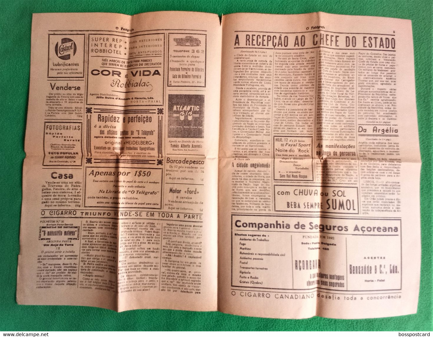 Horta - Jornal O Telégrafo Nº 18797, 12 De Julho De 1962 - Imprensa - Faial - Açores - Portugal - Informations Générales