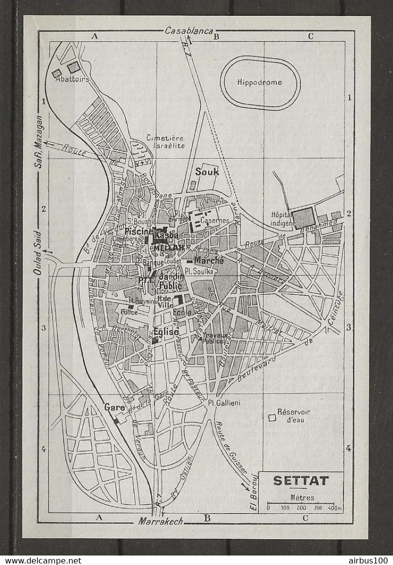 CARTE PLAN MAP 1954 MAGHREB MAROC MOROCCO - SETTAT - HIPPODROME PISCINE MELLAH RÉSERVOIR D'EAU CASERNES - Cartes Topographiques