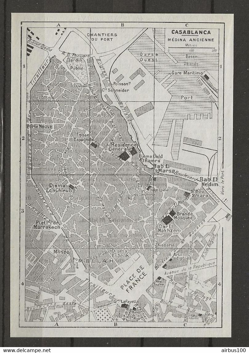 CARTE PLAN MAP 1954 MAGHREB MAROC MOROCCO - CASABLANCA ANCIENNE MÉDINA CHANTIERS DU PORT - Cartes Topographiques