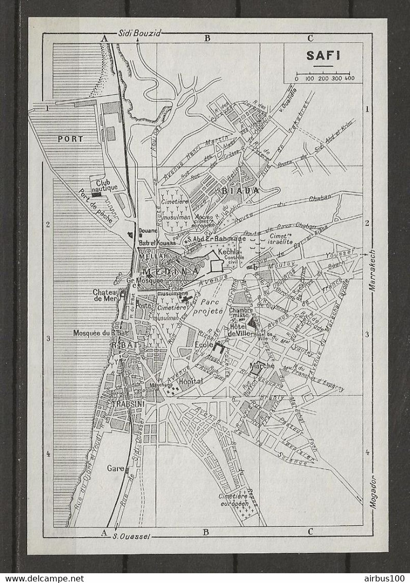 CARTE PLAN MAP 1954 MAGHREB MAROC MOROCCO - SAFI - CLUB NAUTIQUE - BIADA - TRABSINI - MEDINA - CHATEAU DE MER - Cartes Topographiques