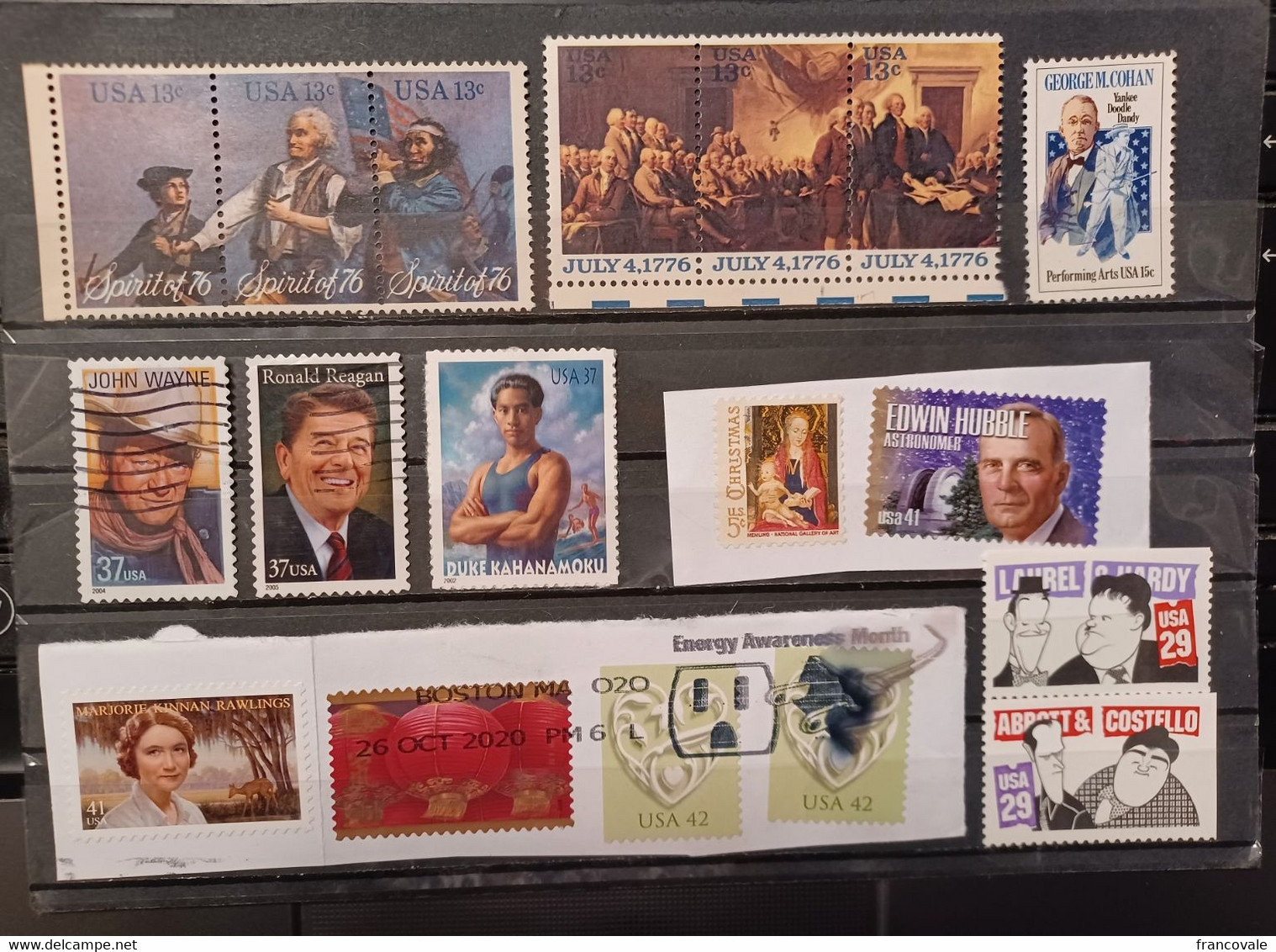 Fe001 USA 1976 - 2020 Lot 18 Stamps Mnh Used Bicentennial Wayne Reagan Kahanamoku Costello Hardy Hubble Others - Otros & Sin Clasificación