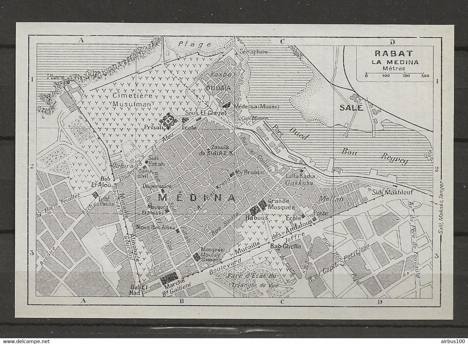 CARTE PLAN MAP 1954 MAGHREB MAROC MOROCCO - RABAT LA MÉDINA - SÉMAPHORE PHARE MOSQUÉES - Cartes Topographiques