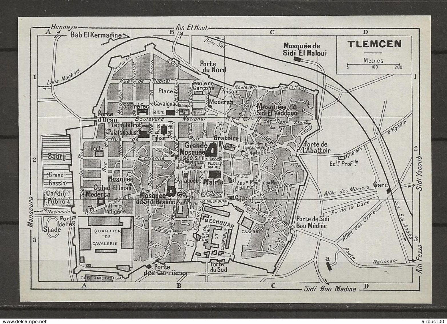 CARTE PLAN MAP 1954 MAGHREB MAROC MOROCCO - TLEMCEN - SABRIJ - STADE - MOSQUÉES - Cartes Topographiques