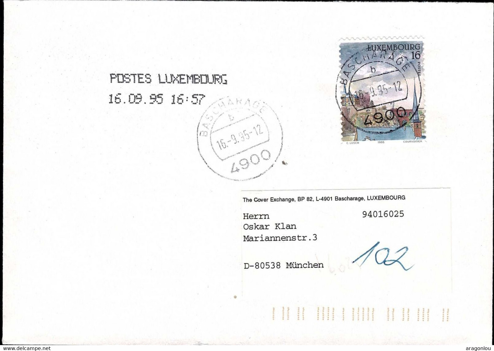 Luxembourg Luxemburg  1995 Lettre Bascharage Vers München - Cartas & Documentos