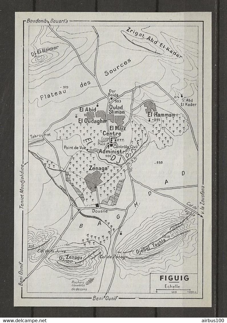 CARTE PLAN MAP 1954 MAGHREB MAROC MOROCCO - FIGUIG - PLATEAU DES SOURCES - BAGHDAD - EL HAMMAM - Cartes Topographiques