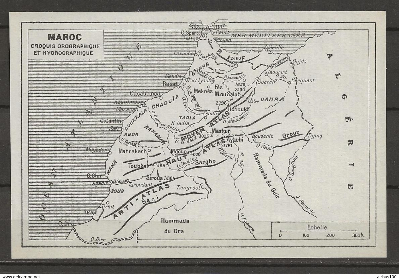 CARTE PLAN MAP 1954 MAGHREB MAROC MOROCCO - OROGRAPHIQUE ET HYDROGRAPHIQUE - ANTI HAUT MOYEN ATLAS - Cartes Topographiques