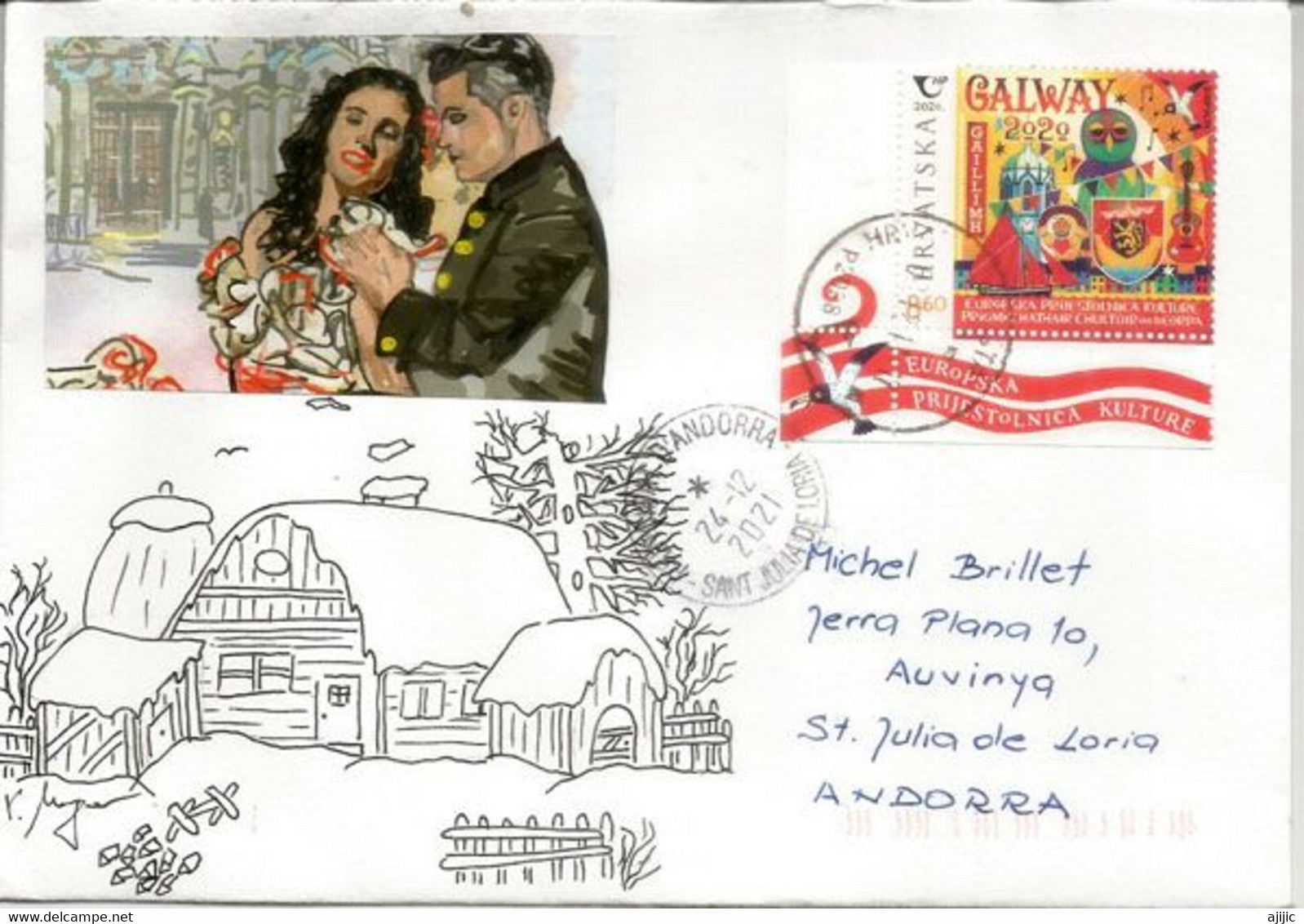 Galway,Ireland,European Capital Of Culture.,on Letter From Croatia, Sent To ANDORRA (Principality), With Local Postmark - Storia Postale