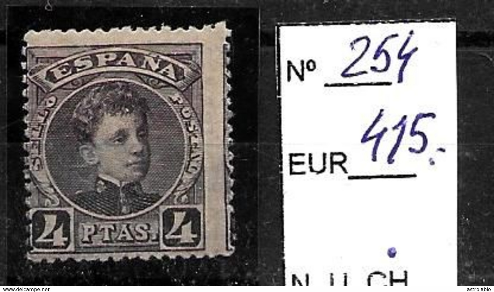 Alfonso XIII 1901-05 Cadete 4 Ptas. MH Con Charnela  Edifil 254 Yvert 224 - Nuevos