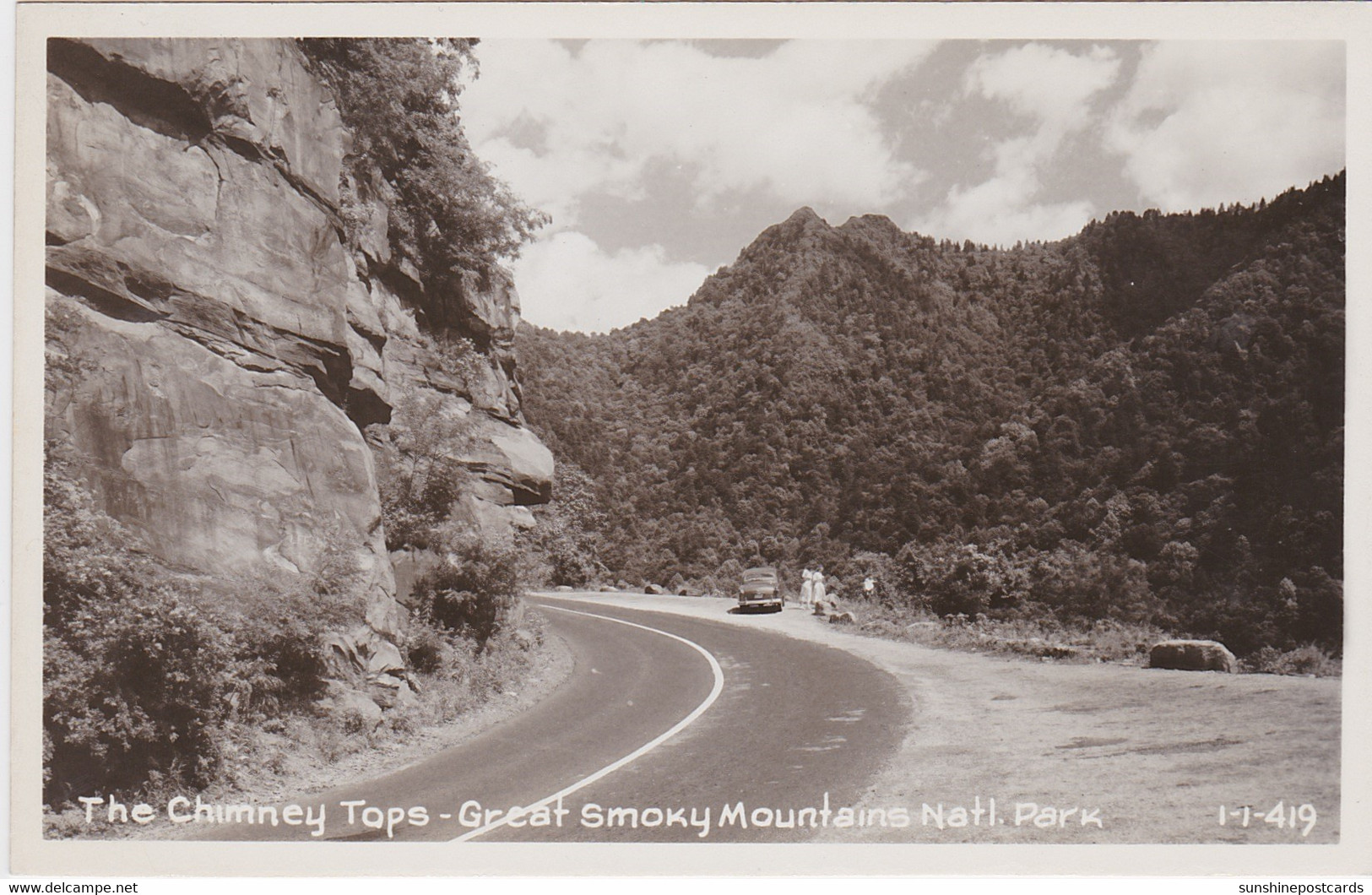 Tennessee Great Smoky Mountains The Chimney Tops Real Photo - Smokey Mountains