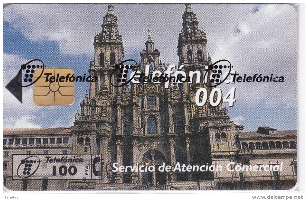 G-011 TARJETA DE 100 PTAS DE LA CATEDRAL DE SANTIAGO DE COMPOSTELA  TIRADA 12500 Y FECHA 05/96 (NUEVA-MINT) - Emisiones Gratuitas