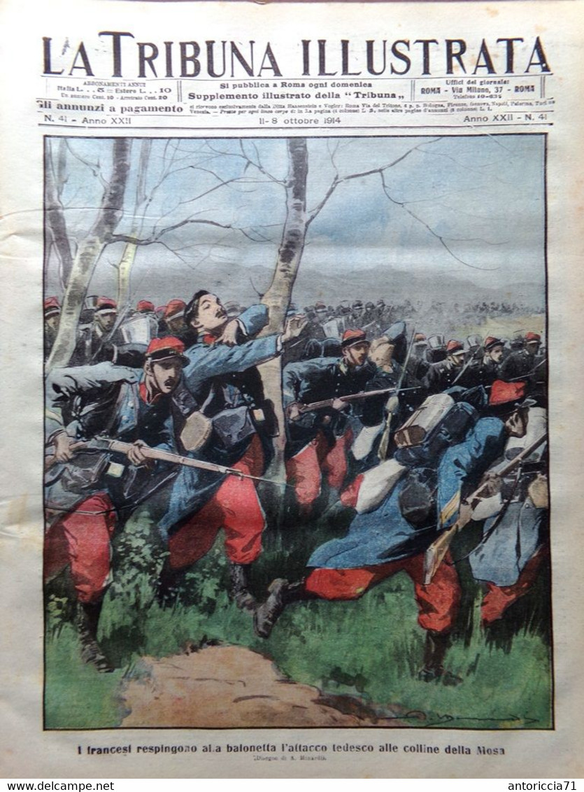 La Tribuna Illustrata 11 Ottobre 1914 WW1 Bruxelles Jellicoe French Reims Belgio - Guerre 1914-18
