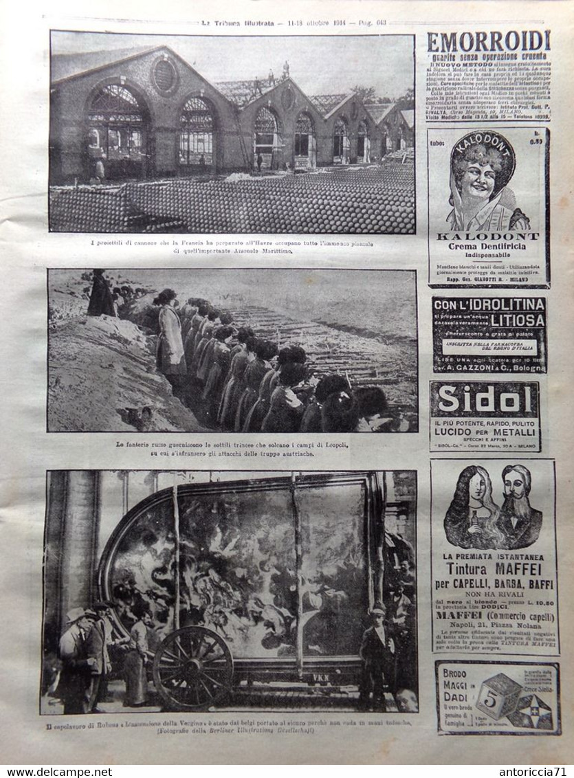 La Tribuna Illustrata 11 Ottobre 1914 WW1 Bruxelles Jellicoe French Reims Belgio - Guerra 1914-18