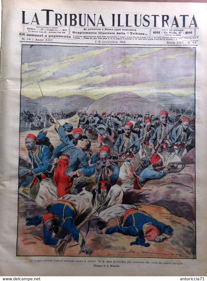 La Tribuna Illustrata 1 Novembre 1914 WW1 Alberto Belgio Sottomarini Fiandra Zar - Weltkrieg 1914-18
