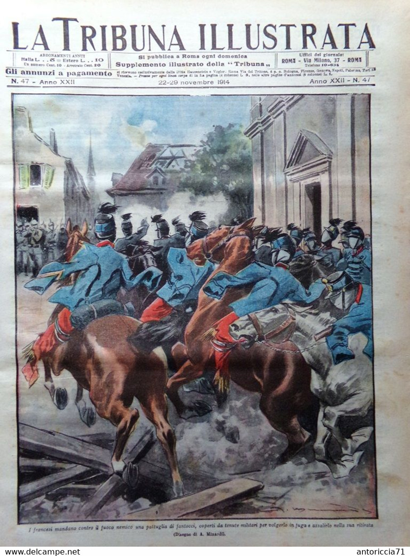 La Tribuna Illustrata 22 Novembre 1914 WW1 Nieuwpoort Tsingtao Reims Indennità - Oorlog 1914-18