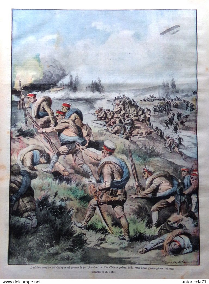 La Tribuna Illustrata 22 Novembre 1914 WW1 Nieuwpoort Tsingtao Reims Indennità - Guerra 1914-18