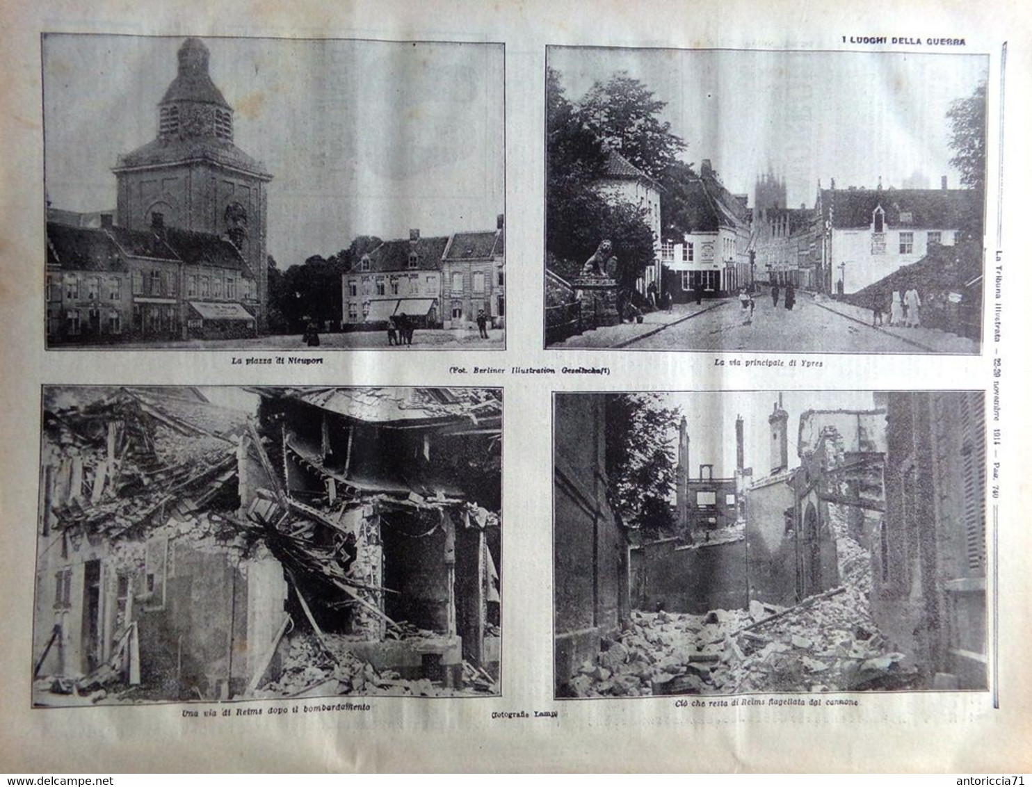 La Tribuna Illustrata 22 Novembre 1914 WW1 Nieuwpoort Tsingtao Reims Indennità - Guerre 1914-18