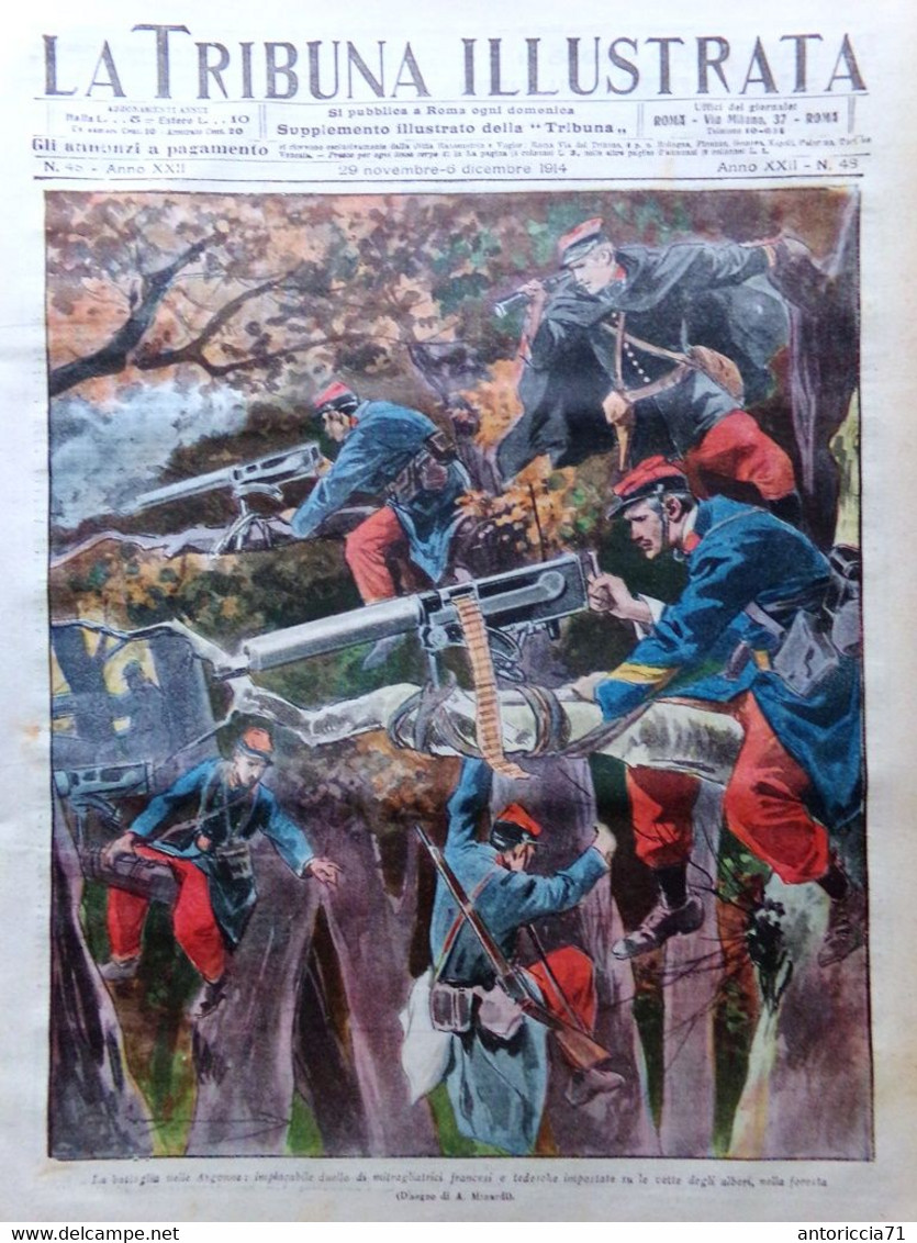 La Tribuna Illustrata 29 Novembre 1914 WW1 Battaglia Argonne Roberts Croce Rossa - Weltkrieg 1914-18