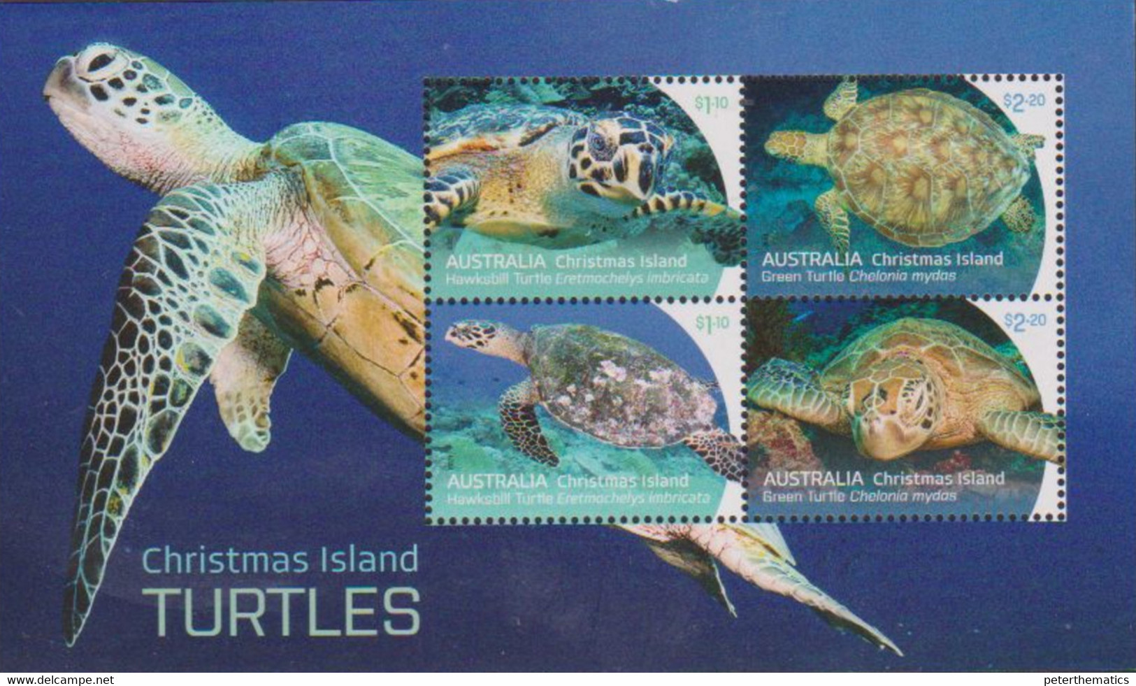 CHRISTMAS ISLAND, 2021, MNH, TURTLES, SHEETLET OF 4v - Turtles