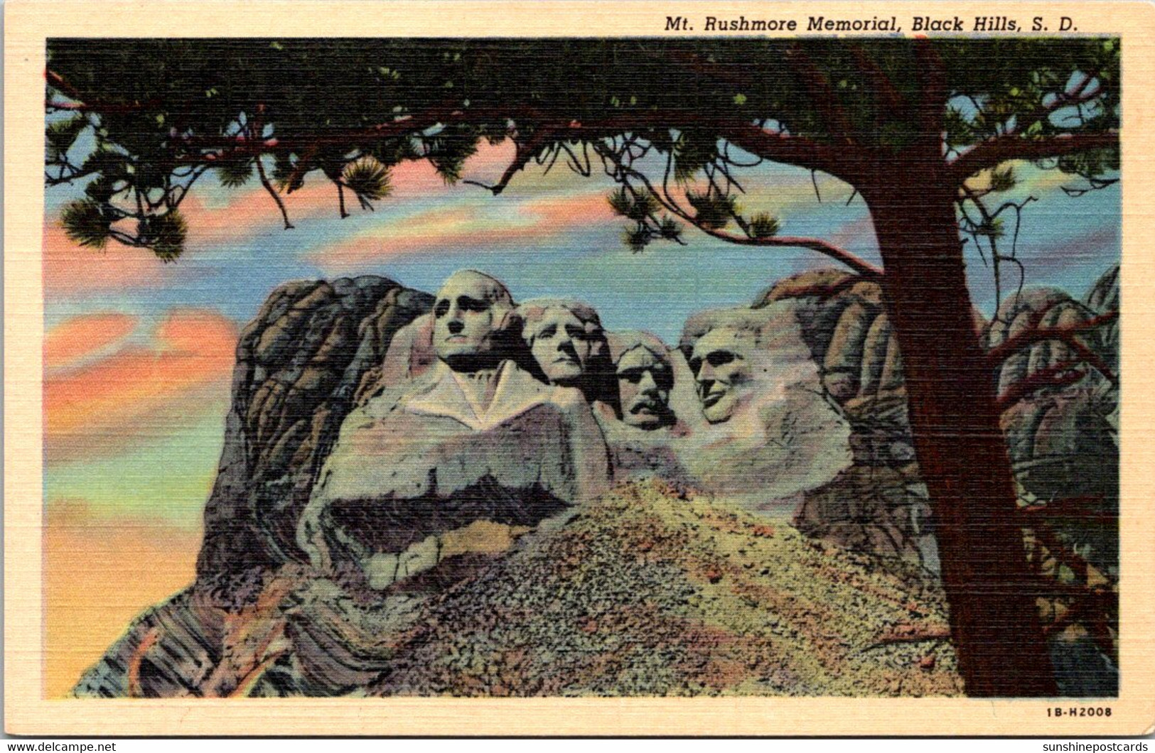 South Dakota Mount Rushmore Before And After Curteich - Mount Rushmore