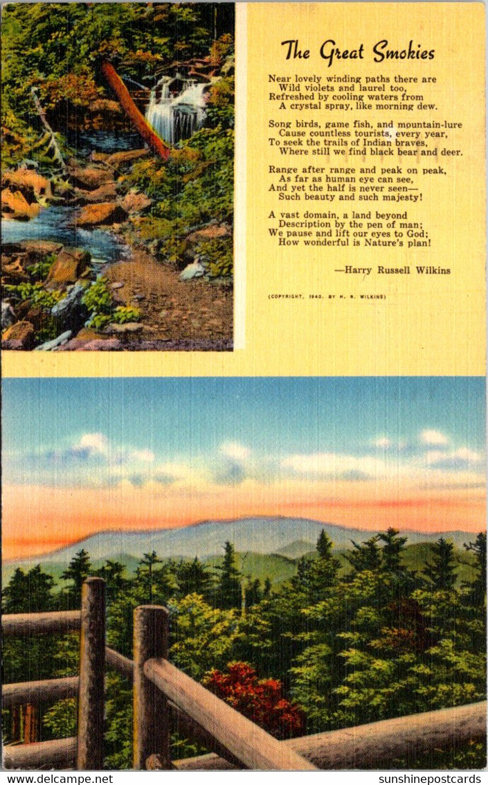 Tennessee The Great Smokies Poem By Harry Russell Wilkins 1943 - Smokey Mountains