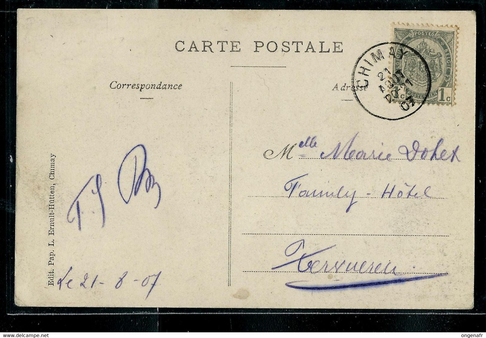 Environs De Chimay: Château De Virelles   - écrite: CHIMAY 21/08/1907 - Chimay