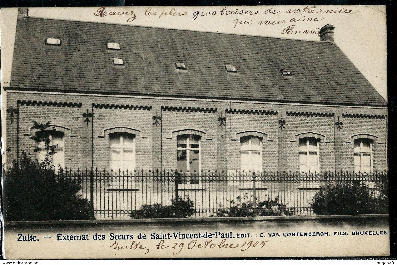 Zulte: Externat Des Soeurs De Saint-Vincent-de-Paul - écrite: ZULTE  1905 - Zulte