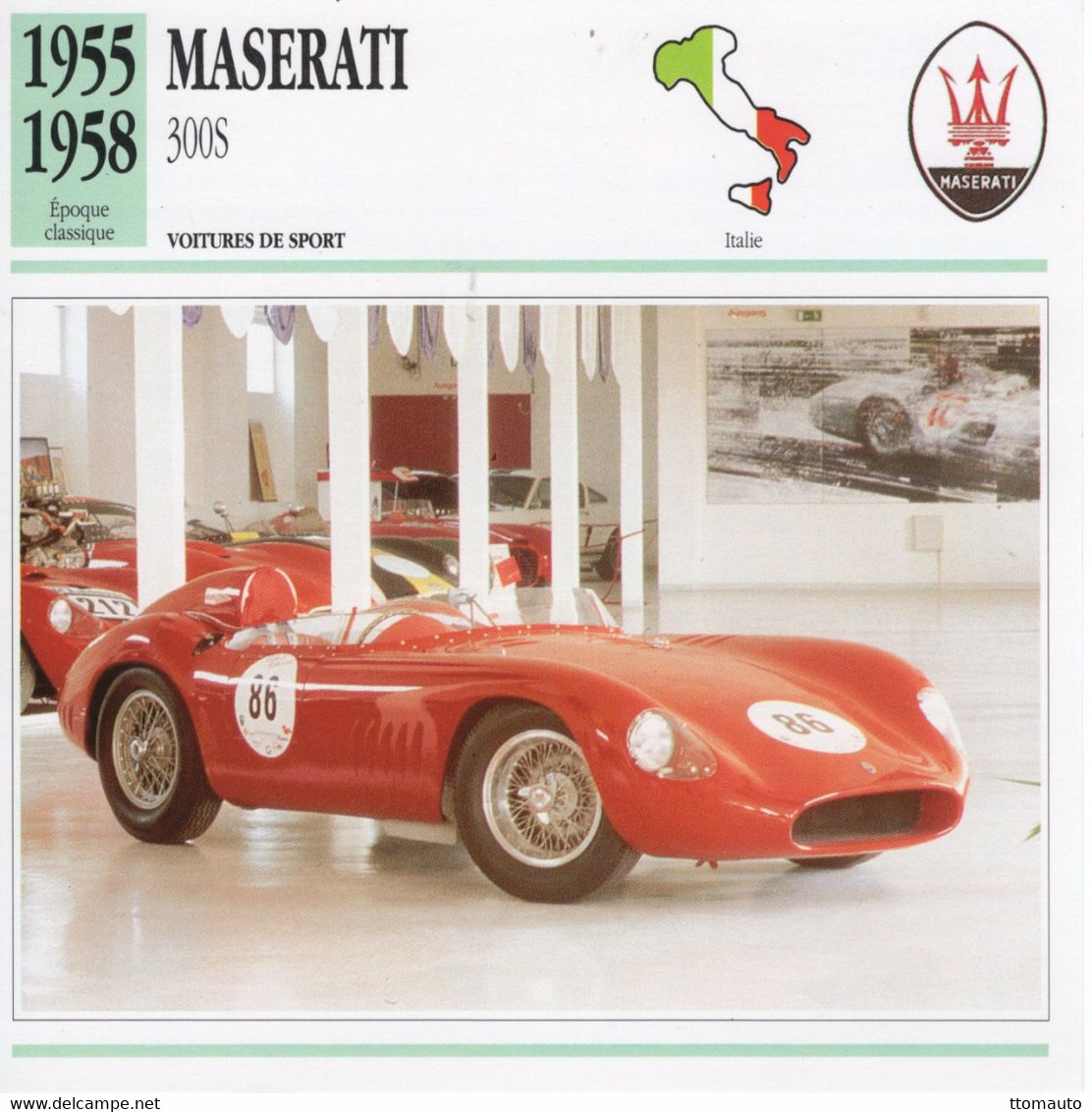 Maserati 300S  -  1955 - Voiture De Sport -  Fiche Technique Automobile (Italie) - Auto's