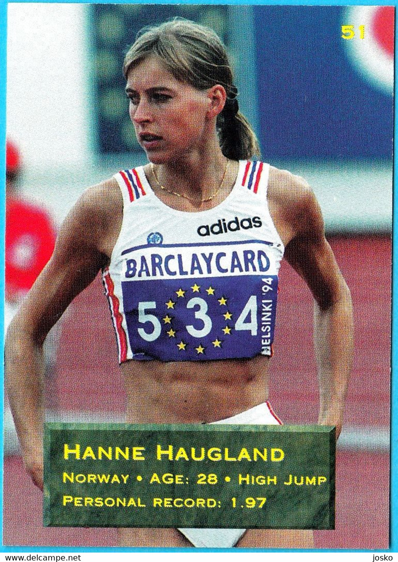 HANNE HAUGLAND Norway (High Jump) 1995 WORLD CHAMPIONSHIPS IN ATHLETICS Old Trading Card * Athletisme Atletica Athletik - Athlétisme