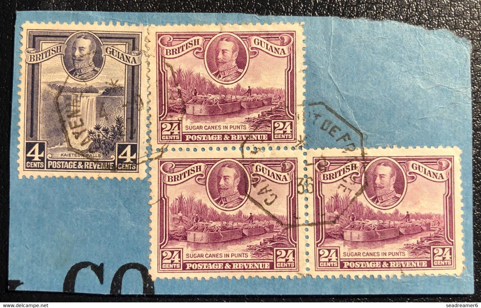 Martinique 1936 Timbres De Guyane Britannique Obl Du Dateur Hexagonal Ligne C "Cayenne A Fort De France"   RR - Briefe U. Dokumente