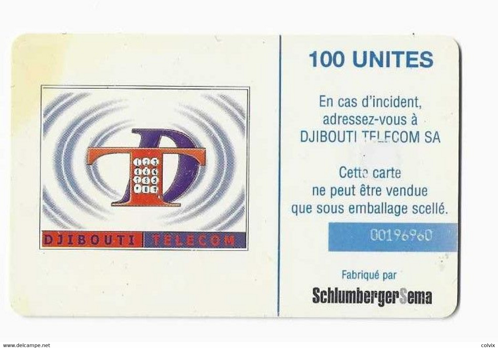 DJIBOUTI TELECARTE DJIBOUTI TELECOM 100U LAC ASSAL LAC SALE - Djibouti