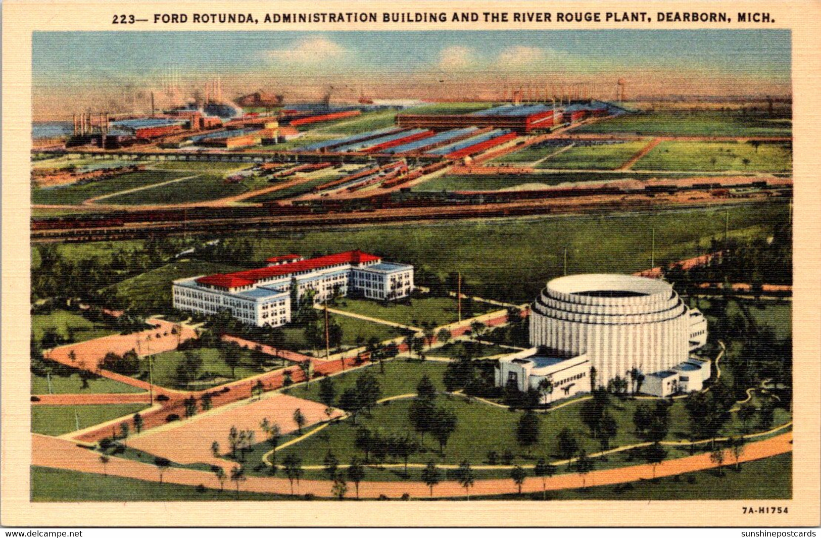 Michigan Dearborn Ford Rotunda Administration Building And The River Rouge Plant Curteich - Dearborn