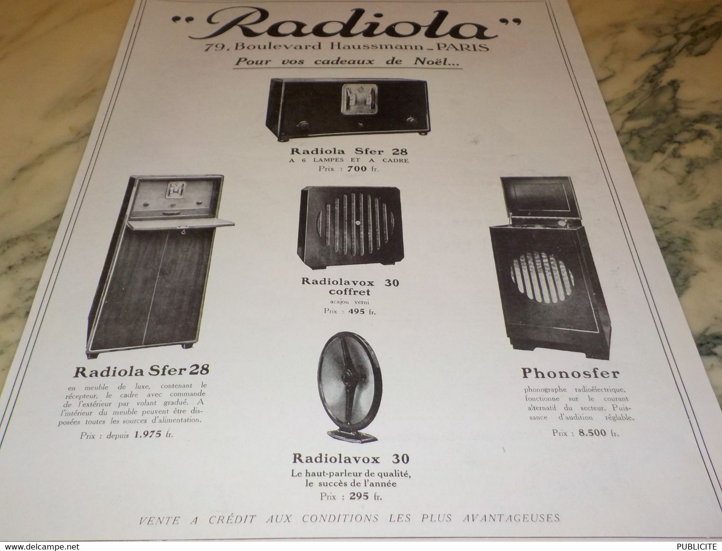 ANCIENNE PUBLICITE LE SFER 28 ET  RADIOLA  1928 - Autres & Non Classés