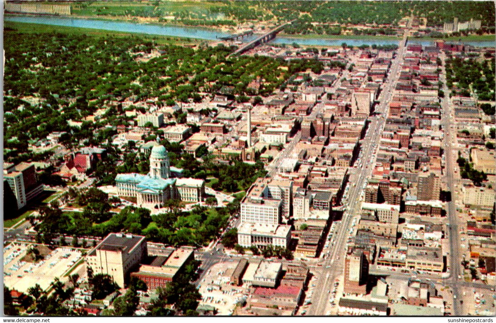 Kansas Topeka Aerial View Of State Capito,and Downtown Area 1959 - Topeka