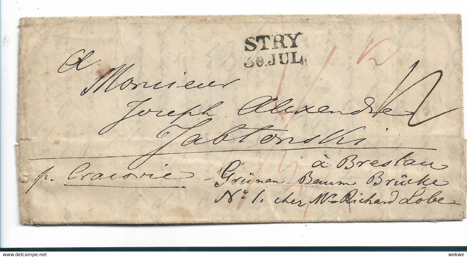 A-V106 /ÖSTERREICH - Lipra/Stry (Galizien) 1849 Nach Breslau - ...-1850 Prephilately