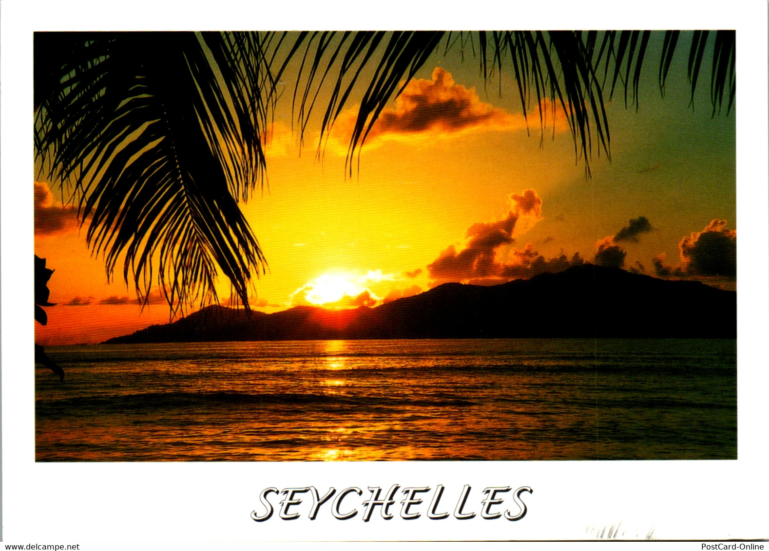 23316 - Seychellen - Anse Severe , La Digue , Sonnenuntergang - Gelaufen 2004 - Seychelles