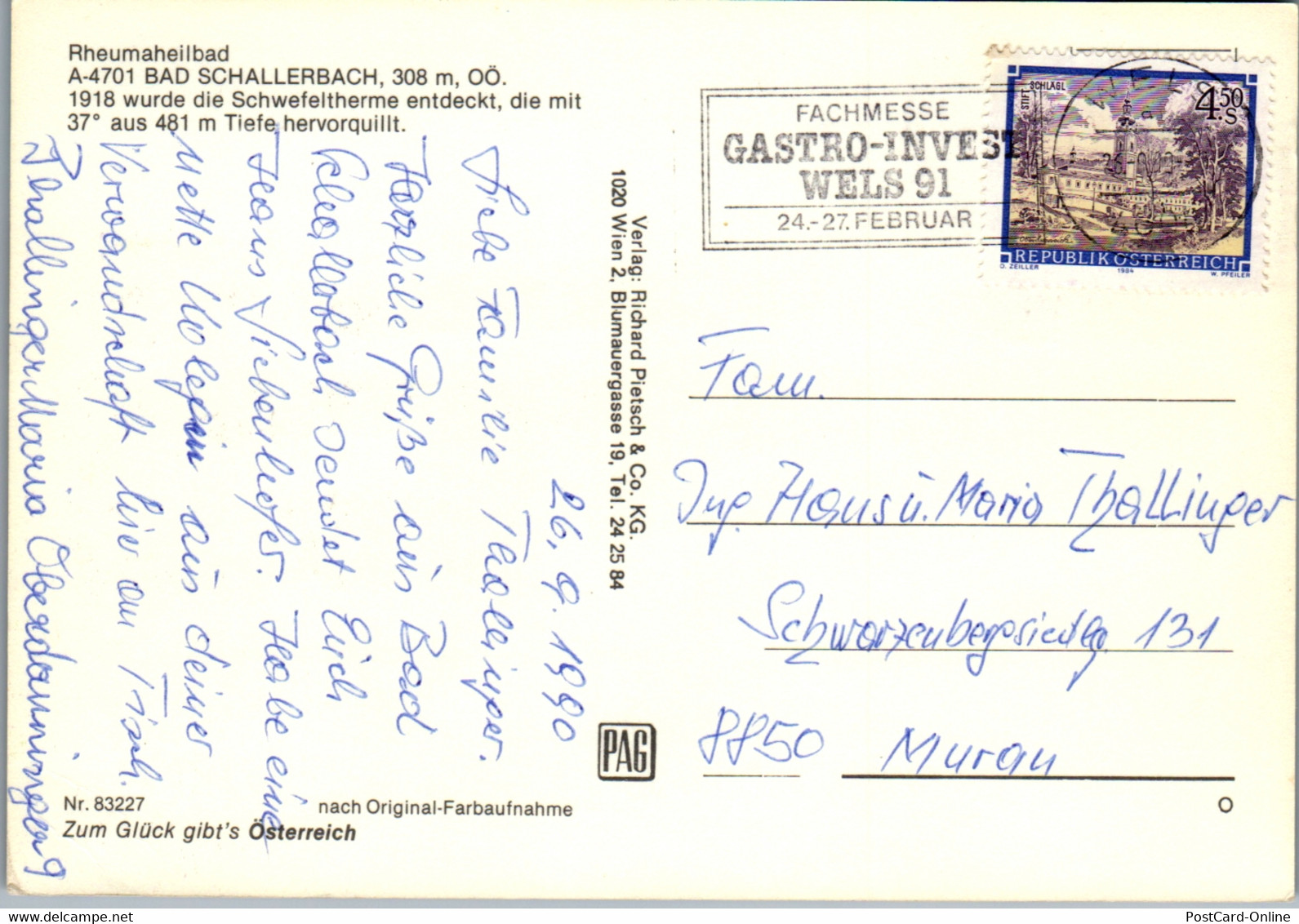 23562 - Oberösterreich - Bad Schallerbach , Rheumaheilbad - Gelaufen 1990 - Bad Schallerbach