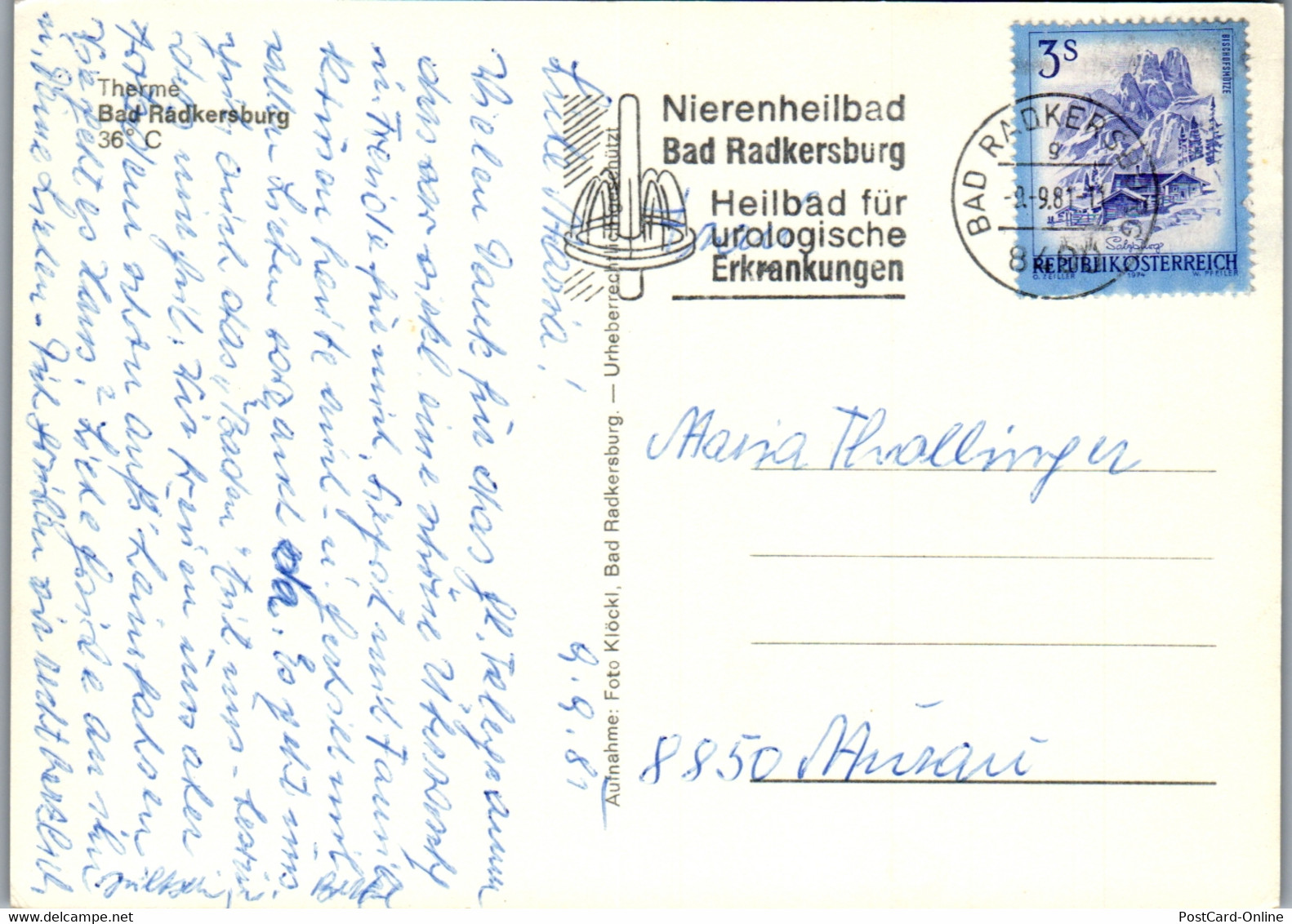 23593 - Steiermark - Bad Radkersburg , Therme - Gelaufen 1981 - Bad Radkersburg