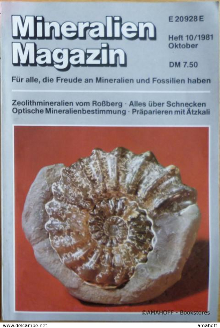 Mineralien Magazin. Heft 10. Jahrgang 1981 - Sonstige & Ohne Zuordnung