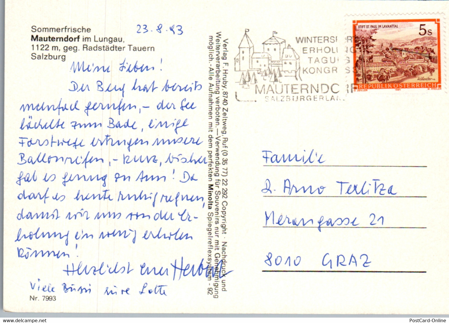 23833 - Salzburg - Mauterndorf Im Lungau Gegen Radstädter Tauern - Gelaufen 1993 - Mauterndorf