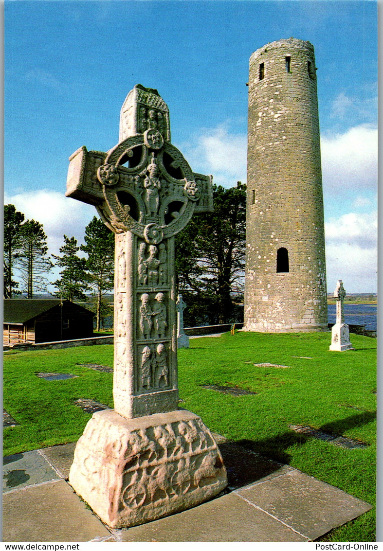 23845 - Irland - Clonmacnoise , County Offaly , High Cross And Round Tower - Gelaufen - Offaly