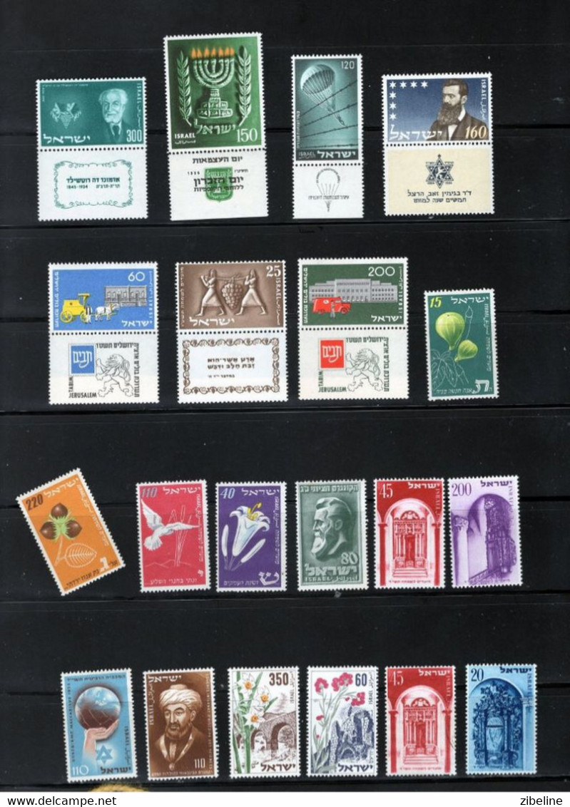 Israel Lot Timbres XX MNH  56 Stamps + 2 Bl - Colecciones & Series