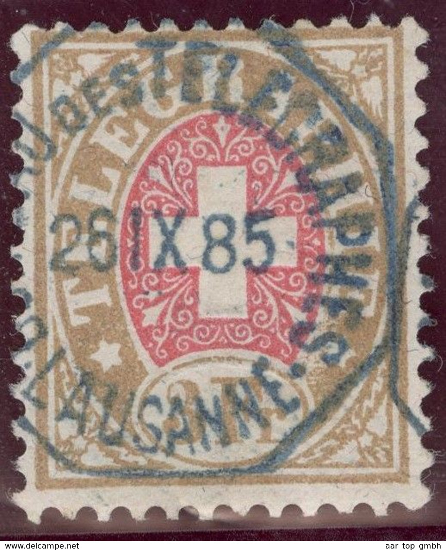 Heimat VD Lausanne 1885-09-26 Blauer Telegraphen-Stempel Auf Zu#18 Telegrapfen-Marke 3.- Fr. - Telegraph