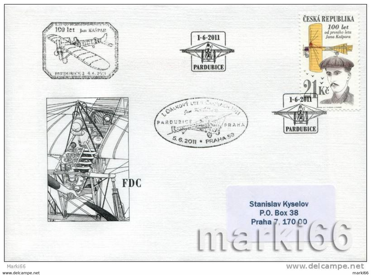 Czech Republic - 2011 - 100 Years Of First Czech Long Distance Flight By Jan Kaspar - Official FDC With Add. Postmarks - Lettres & Documents