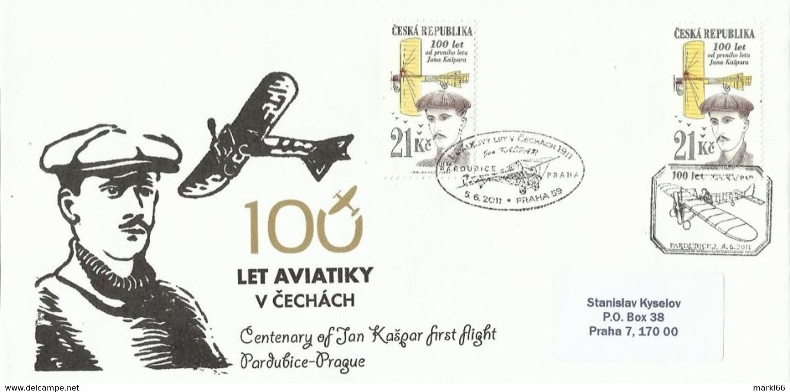 Czech Republic - 2011 - 100 Years Of First Czech Long Distance Flight By Jan Kaspar - Private Cover With Spec. Postmarks - Lettres & Documents