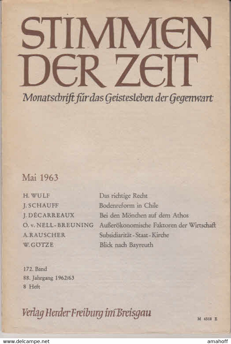 Stimmen Der Zeit. 88. Jahrgang, Mai 1963. Monatsschrift Für Das Geistesleben Der Gegenwart. - Sonstige & Ohne Zuordnung