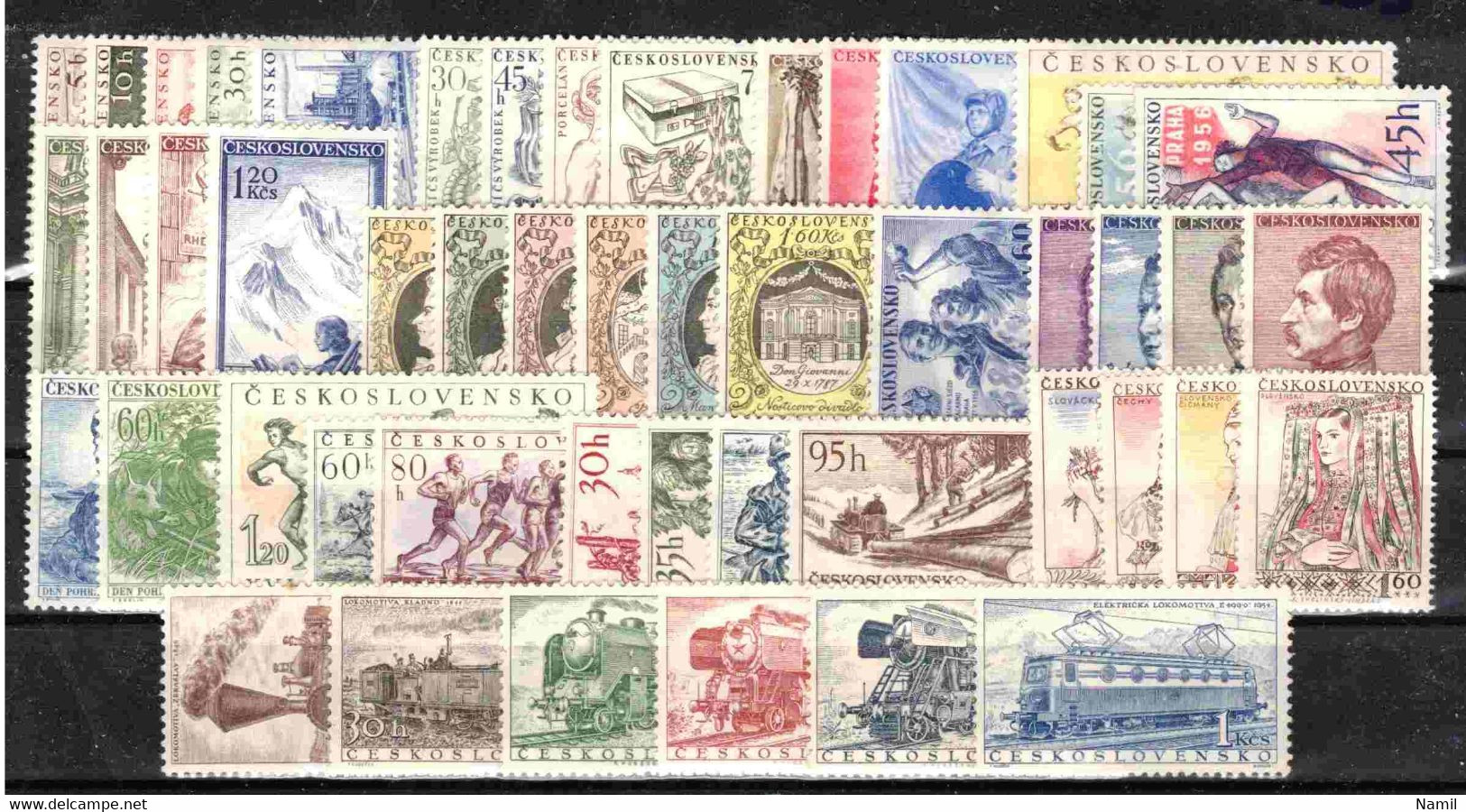* Tchécoslovaquie 1956 Mi 949-997 ( Yv 839-884), L'année Complete (MH) - Années Complètes